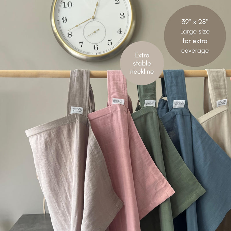 [Australia] - 100% Organic Cotton Muslin Nursing Cover for Baby Breastfeeding, Breathable 100% Cotton Breastfeeding Cover with Rigid Hoop for Mother Nursing Apron, Multi-use Carseat Canopy (Oatmeal Beige) Oatmeal Beige 