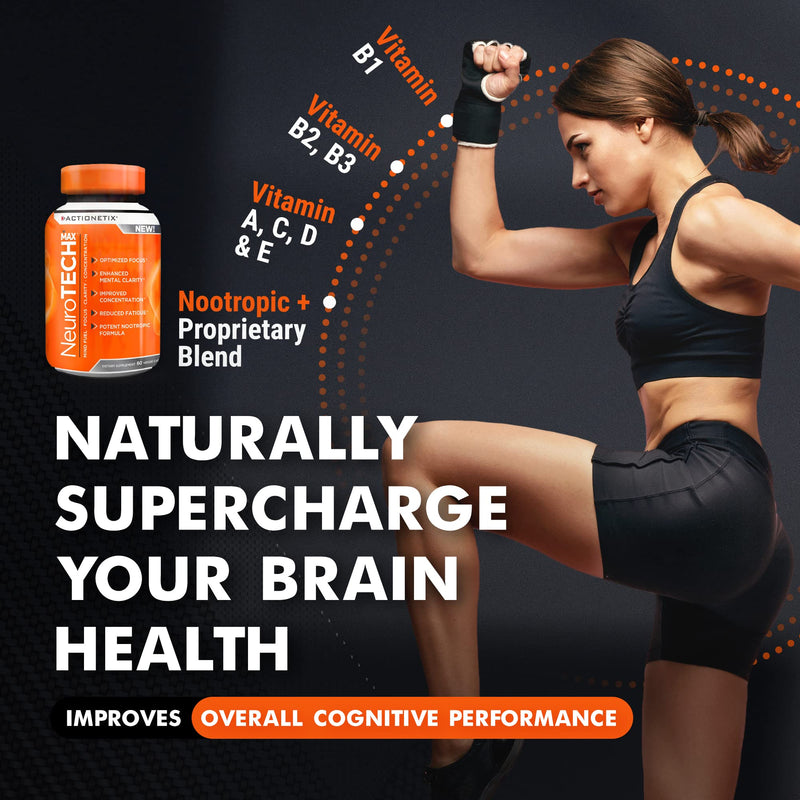 [Australia] - NeuroTech MAX Brain Supplements for Memory and Focus, Caffeine Free Nootropic Brain Supplement, Rich Brain Supplements with DMAE, Bacopa, Huperzine for Atheletic Performance 