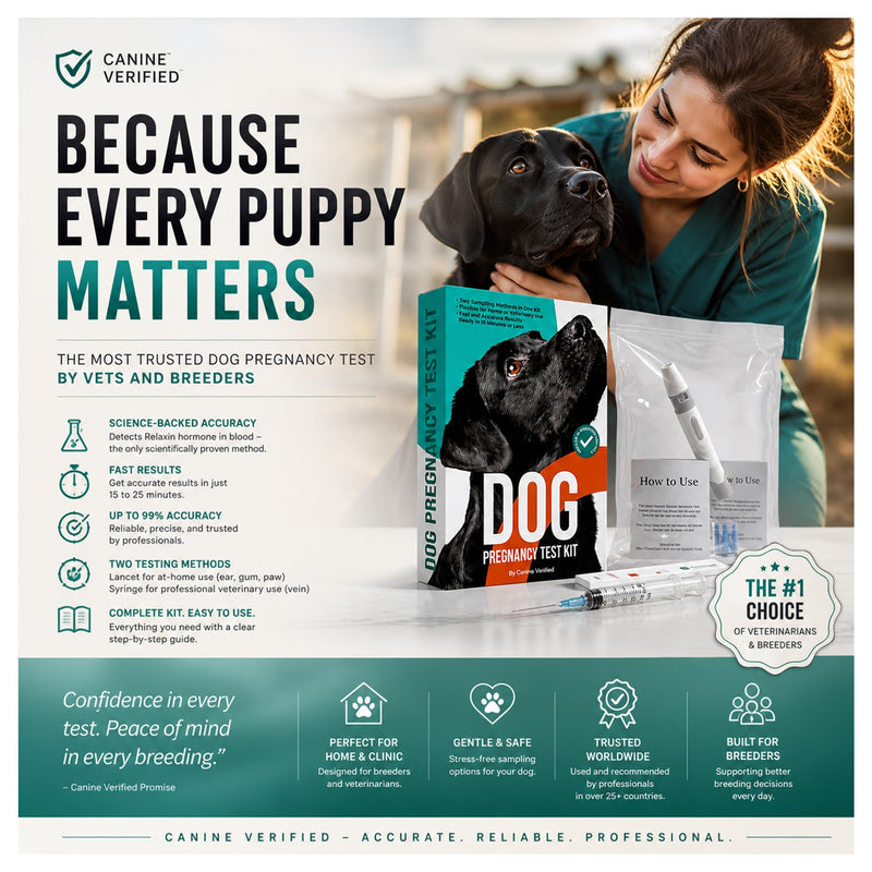 Dog Pregnancy Test Kit at Home - Rapid Results Pregnancy Kit for Dogs - 99% Accurate Blood Relaxin Detection - Professional Dog Breeding Supplies for Early Detection