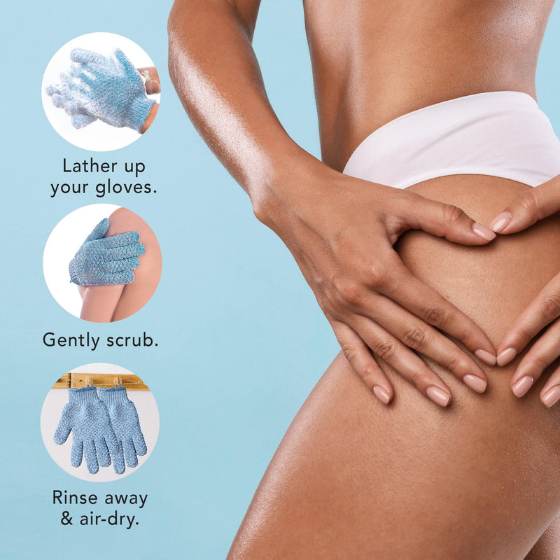 [Australia] - Exfoliating Glove (4 Pcs, 2 Pairs) - Heavy Exfoliate Glove for Dead Skin Bath Exfoliating Gloves for Shower Spa Massage & Body Scrub - Shower Gloves Exfoliating for Women & Men 