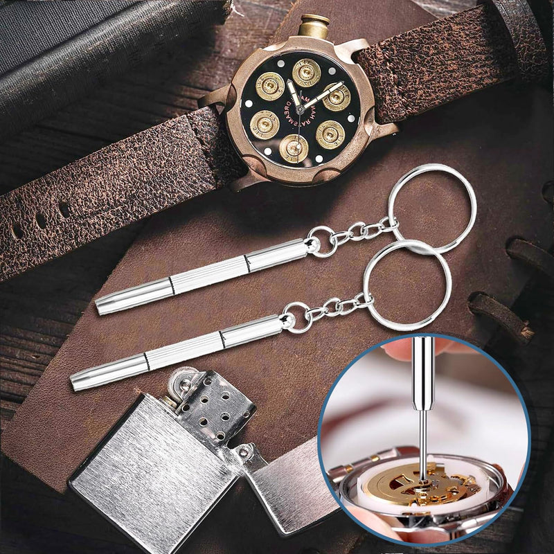 [Australia] - QHKLEW 2 pieces mini glasses screwdriver key chain, 3 in 1 mini screwdriver set, portable stainless steel screwdriver key chain for sunglasses, jewelry and watch repair 