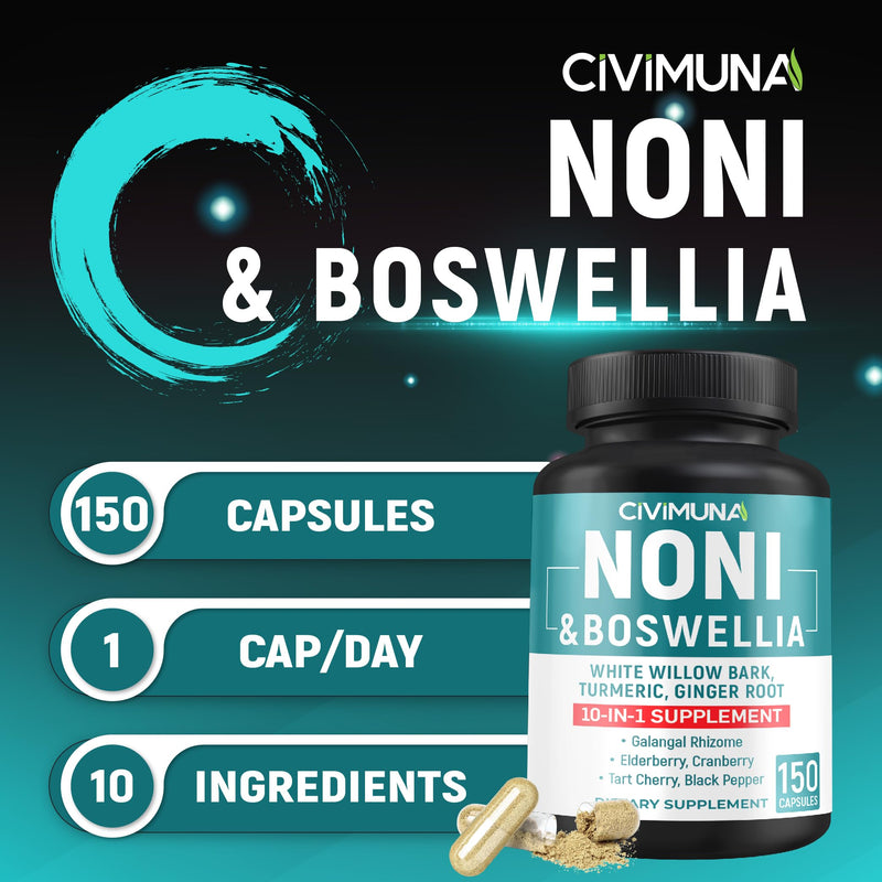 [Australia] - Noni Extract Capsules with Noni, Boswellia, White Willow Bark and More - 150 Capsules for 5 Months Supply 