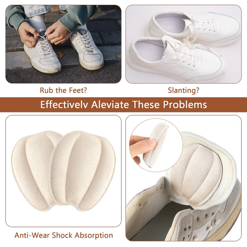 [Australia] - Oruola 2 pairs of non-slip tongue pads for loose shoes, heel pads, tongue pads for shoes, non-slip tongue cushion insert for loose shoes, men and women, shoe heel pads (beige) 