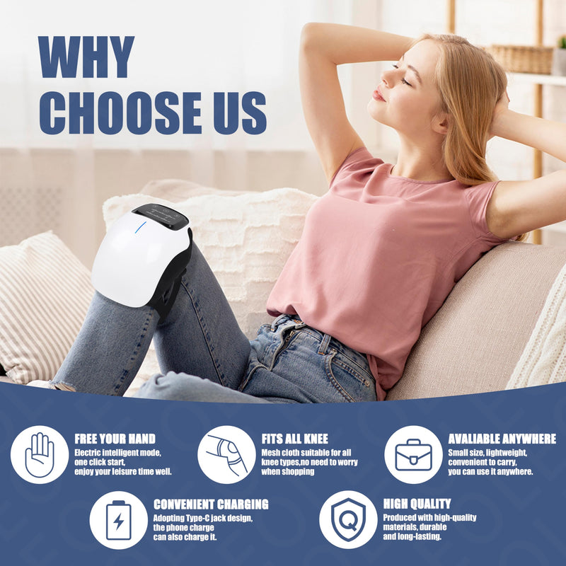 [Australia] - Knee Massager with Heat, Red Light Therapy, 3-in-1 Cordless Knee Massager, Portable & Easy-to-Use Wireless Knee Therapy Equipment, Gifts for Grandma & Grandpa 