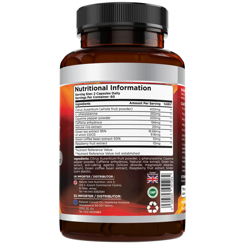 Natures Zest Advance WeightX Formula - 120 Capsules - Weight Management Supplement for Women & Men Enriched with Green Tea Extract, Cayenne Pepper & Raspberry Fruit Extract
