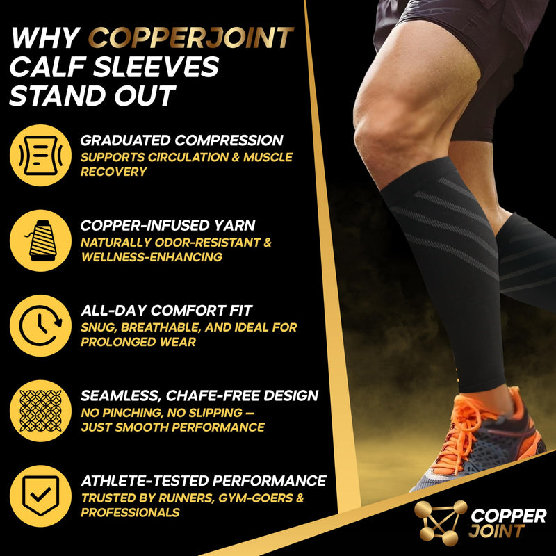 [Australia] - CopperJoint Wide Calf Compression Sleeve Men - Compression Calf Sleeve Women, Leg Sleeves for Men, Knee and Legs Sleeves Support for Runners, Basketball, Workout, Sports, 20-30mmHg - 2X-Large Copper Stripe 