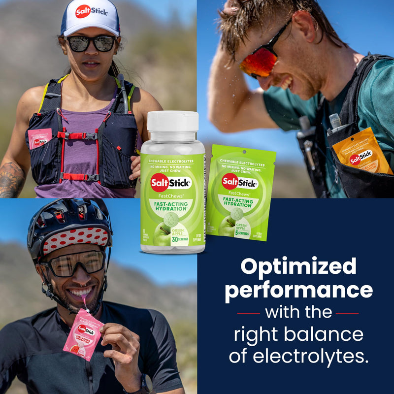 SaltStick Electrolyte FastChews - Green Apple Chewable Electrolyte Tablets - Salt Tablets for Runners, Electrolyte Chews for Hydration - 60 Count