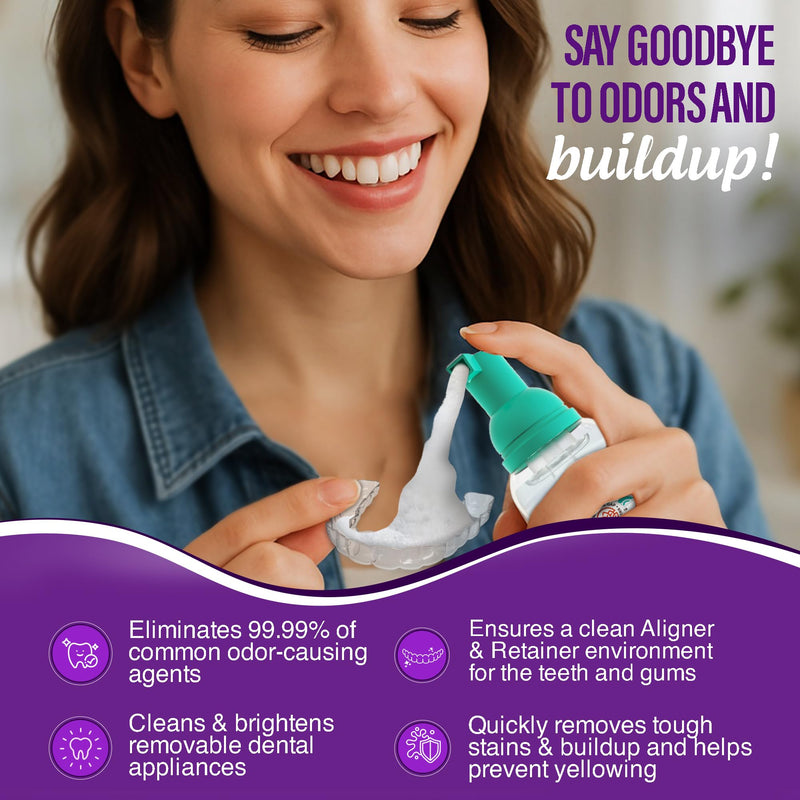 [Australia] - GuruNanda Aligner & Retainer Cleaner Foam ‚Äì Gentle Cleaning for Aligners, Retainers, Veneers & Mouthguard, Helps Neutralize Odors, Ideal for Daily Use, 100 ml 