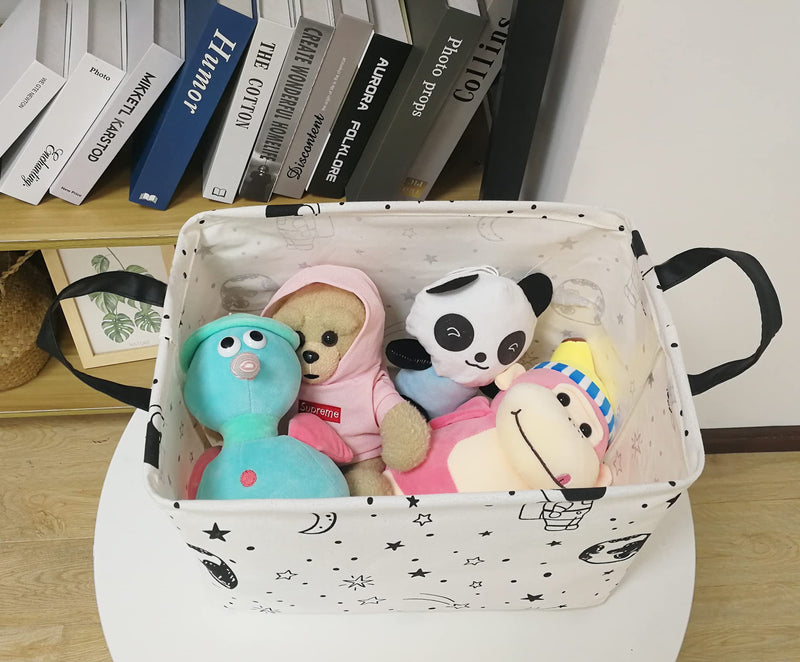 [Australia] - Rectangle Kids Storage Basket Astronaut Pattern Laundry Clothes Basket Laundry Hamper with Handles,Baby Toys Storage Box and Bins Toys Gift Basket for Boys and Girls REC astronaut 