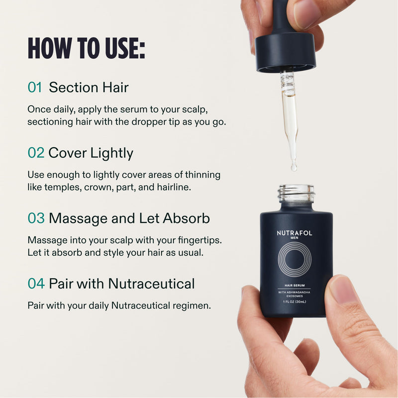 Nutrafol Men's Hair Serum for Thinning Hair, Lightweight, 1 Fl Oz Bottle