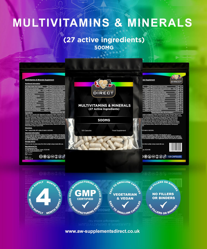 AW Multivitamin | 120 High Strength Multivitamin Tablets for Men & Women with 27 Active Ingredients Including Vitamin C, Magnesium, Potassium, Vitamin E & More | Non-GMO & Gluten Free | Made in the UK