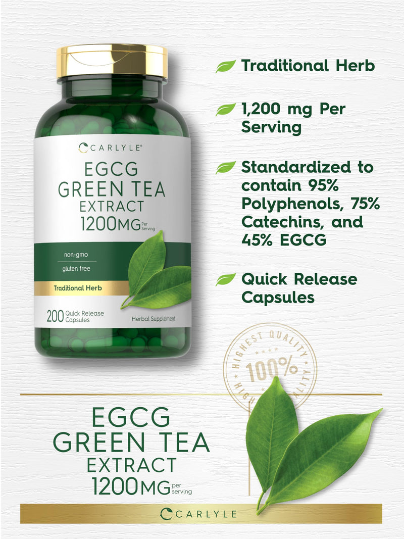 [Australia] - Carlyle EGCG Green Tea Extract Supplement | 1200mg | 200 Capsules | Non-GMO and Gluten Free 