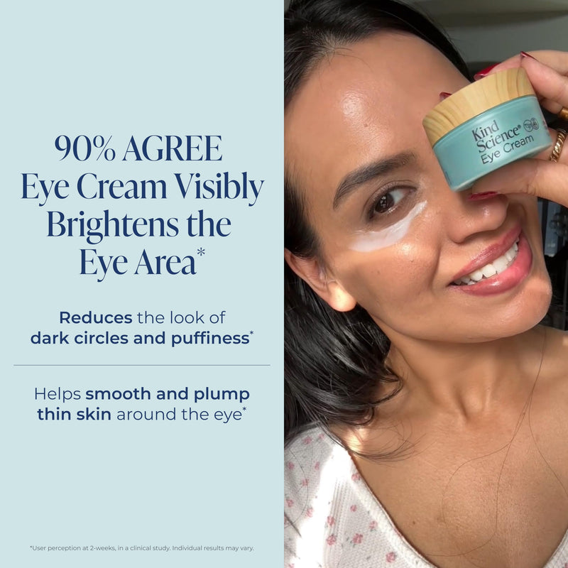Kind Science by Ellen DeGeneres Eye Cream - Under Eye Cream for Wrinkles Noticably Smooths & Moisturizes - Anti Aging with Hyaluronuic Acid, Vitamin C - Fragrance Free, Paraben Free, 0.5 fl oz