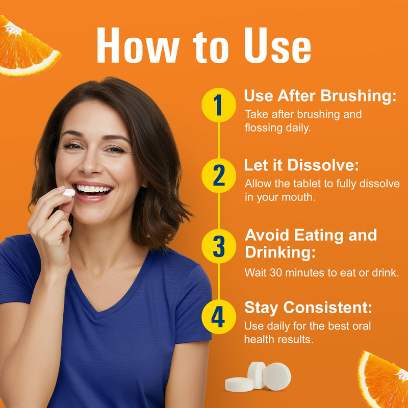 [Australia] - ProBiora Professional Strength Oral Probiotics for Teeth and Gums | Dental Probiotic for Oral Health | Bad Breath Treatment for Adults | Tooth Whitening | ProBiora3 Probiotic Blend | 90 Orange Tablets 