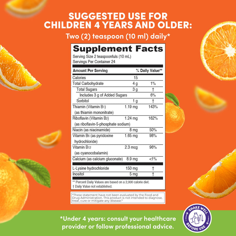 GirafKids Appetite Booster for Kids with L Lysine, 8 Fl Oz, Ages 4+ | Appetite Vitamins Syrup for Kids with L-Lysine, Inositol, Calcium, Vitamin B12 B6 B2 B1, Niacin - Healthy Growth & Energy 8 Fl Oz (Pack of 1)