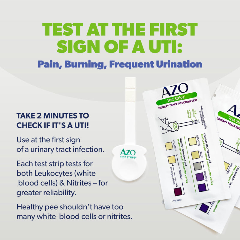AZO Urinary Tract Infection (UTI) Test Strips, Results in 2 Mins, 3 Count | From the #1 Urinary Health Brand± Clinically Tested At Home UTI Test Strips For Women, Convenient, Fast Easy to Read Results 3 Count (Pack of 1) UTI Test Kit