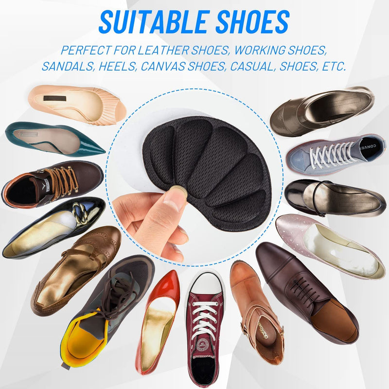 [Australia] - Heel Cushion Pads Mesh Self Adhesive Heel Pads for Back of Heel Heel Cushions Prevent Oversized Shoes for Men and Women Black 8 Pack 1 
