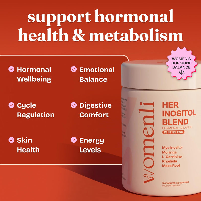 Her Inositol Blend - Myo-Inositol PCOS Supplement, 15-in-1 Formula with Folic Acid, Moringa, CoQ10, L-Carnitine, Dandelion Root & Rhodiola - 120 Vegan Capsules for Hormone Balance & Ovulation