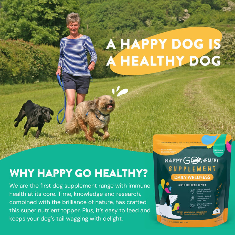 Daily Wellness Supplements for Dogs | Probiotic & Prebiotic Benefits with Fish Oil & Seaweed to Keep Your Dog Beaming All Day Long | All Breeds and Sizes | 120 Count Daily Wellness - PawsPlanet Australia