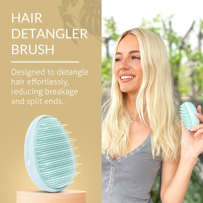 Travel Hairbrush - Mini Hair Detangler for Women Teens Kids - Sensory Scalp Massager - Small Portable Comb - Thick, Curly, Straight, Wet, Dry - Compact Detangler - Purse Essentials Aquamarine