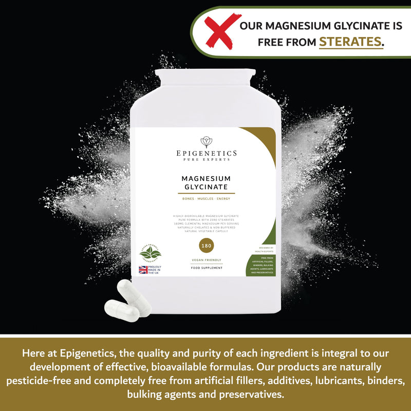 Magnesium Glycinate Supplement 212mg | 180 Vegan Capsules UK Made | Supports Energy & Reduces Fatigue | Magnesium Bisglycinate (212mg Elemental) | High Strength & Bioavailable | 2 Months Supply
