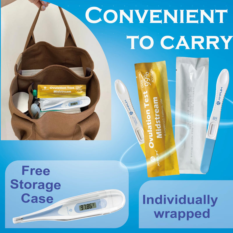 [Australia] - AMPLIM 99.99% Accurate HCG Pregnancy (Early Detection 10mIU/mL), LH Ovulation Midstream Tests, 0.01F Precision Digital Basal Temperature, 2-sec Easy Home Use, 5-min Results, 8-Pack 1 Count (Pack of 8) 