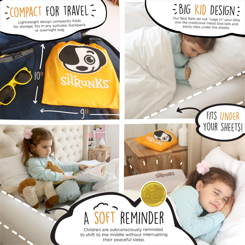 [Australia] - (2-Pack) Shrunks Inflatable Bed Rail for Toddlers, Kids, Adults, and Elderly | Portable Toddler Bed Bumpers for Travel or Home | Blow Up Guard Rail for Twin, Full, Queen, King Size Beds 2 Count White 