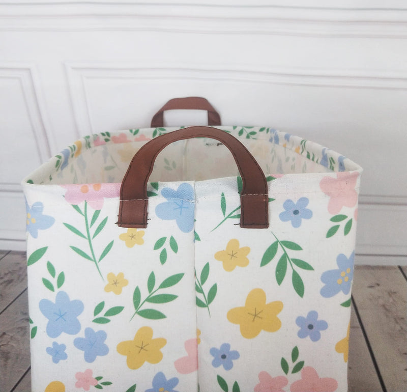 [Australia] - HIYAGON Kids Storage Basket Baby Girl Basket Gift Baskets Empty Cute Toy Storage Bin Organizer Box Rectangular Bedroom Decor Books(Flower) Flower 