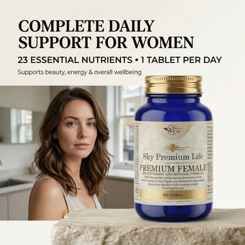Sky Premium Life Women’s Multivitamin & Minerals – 23 Nutrients for Energy, Immune Support & Fatigue – Skin, Hair & Nails with Biotin, Iron, Zinc & Vitamin D3 – 60 Tablets (2 Month Supply)