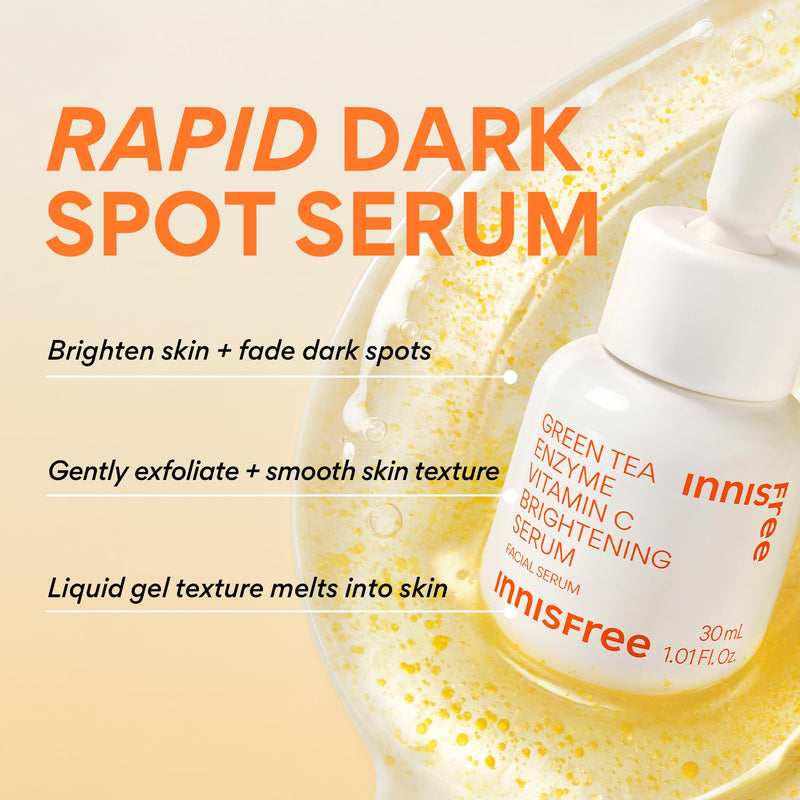 Innisfree Green Tea Enzyme Vitamin C Serum for Brightening Dark Spot Correction, Korean Face Serum for Radiant Glow 1.69 fl .oz. / 50ml: Jumbo Size