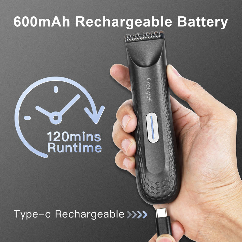 Manscape Trimmer for Men - IPX7 Waterproof Ball/Body Trimmer w/LED Light & Ceramic Blade, 120Min Groomer for Pubic/Groin/Chest, USB-C Fast Charge, No Nicks, Gifts for Him Dad Husband