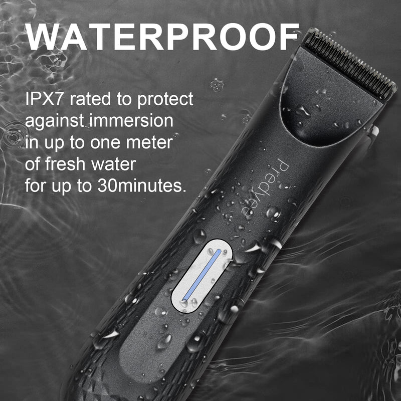 Manscape Trimmer for Men - IPX7 Waterproof Ball/Body Trimmer w/LED Light & Ceramic Blade, 120Min Groomer for Pubic/Groin/Chest, USB-C Fast Charge, No Nicks, Gifts for Him Dad Husband