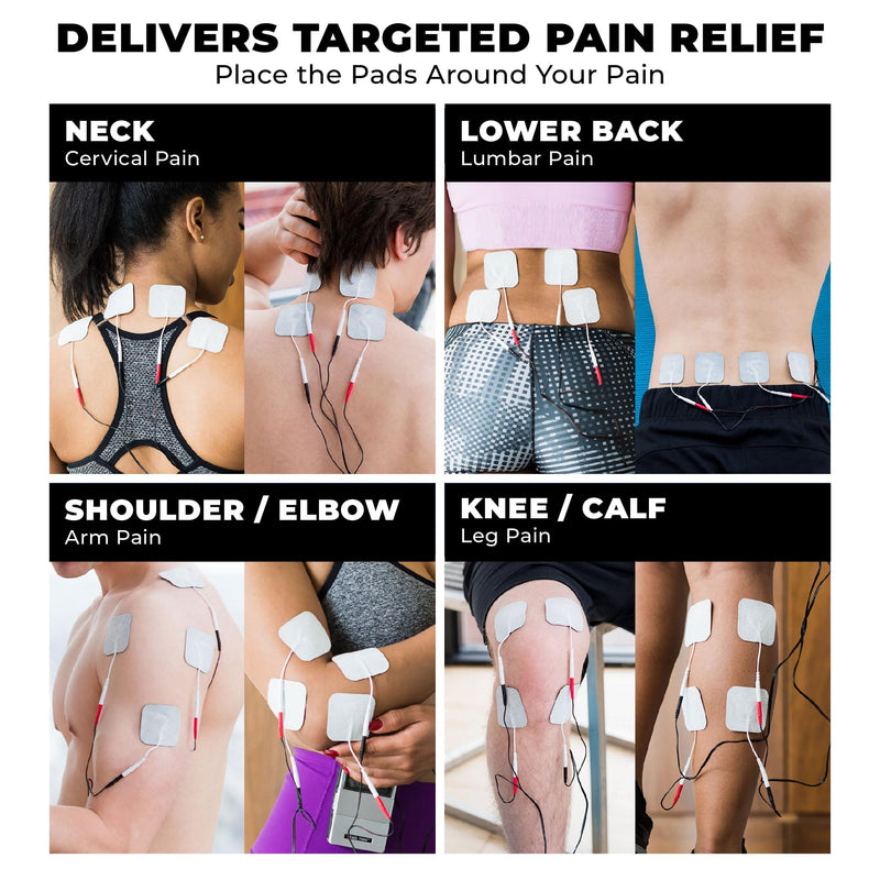 TENS 7000 Rechargeable Tens Unit Muscle Stimulator, Back Pain Relief, 4 Electrodes/Unit Pads, Period Pain Simulator, Muscle Recovery & Growth, Stim Machine, Electrotherapy, TENS Machine DT7304