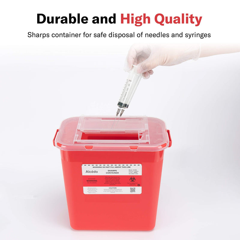 [Australia] - Alcedo Sharps Container for Home Use 2 Gallon (2-Pack) | Biohazard Needle and Syringe Disposal | Professional Medical Grade 
