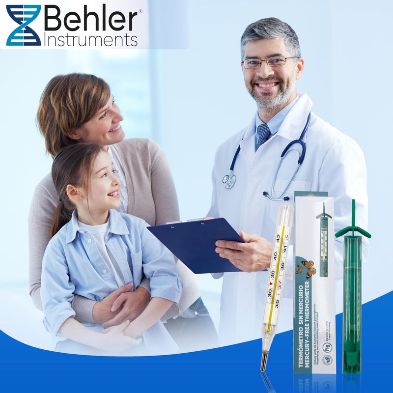 [Australia] - Behler Instruments - Analog clinical thermometer - Safe and precise, mercury-free - Thermometer - For children and adults - With magnifying glass and shaking cover - For home and clinical use 