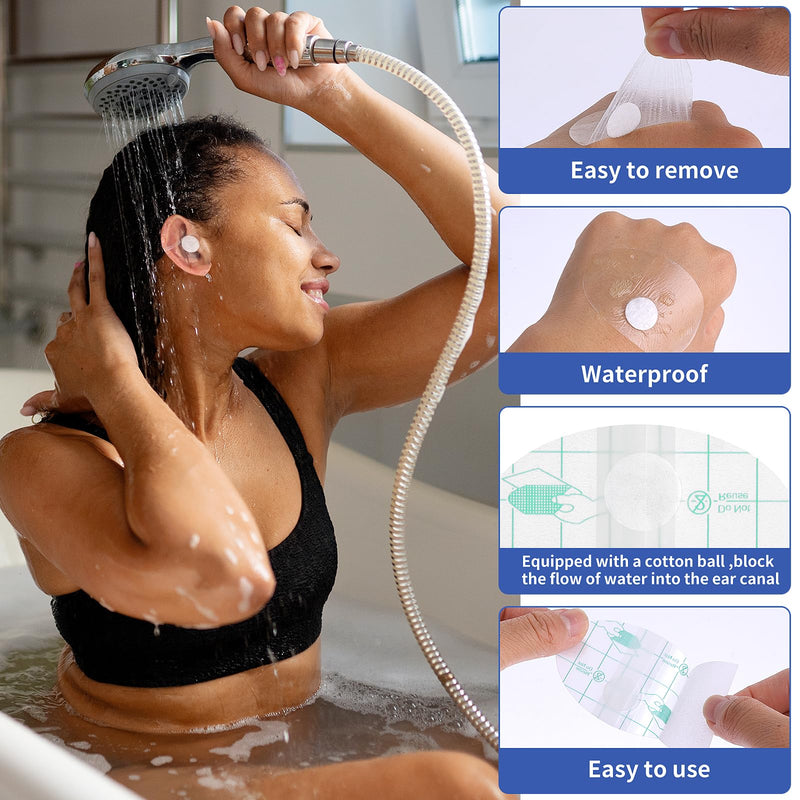 [Australia] - 60 Pieces Ear Covers for Shower, Waterproof Ear Stickers Ear Covers for Swimming Shower Ear Protectors with Waterproof Cotton Ear Plugs for Shower Surfing Snorkeling and Other Water Sports 60 Pieces 