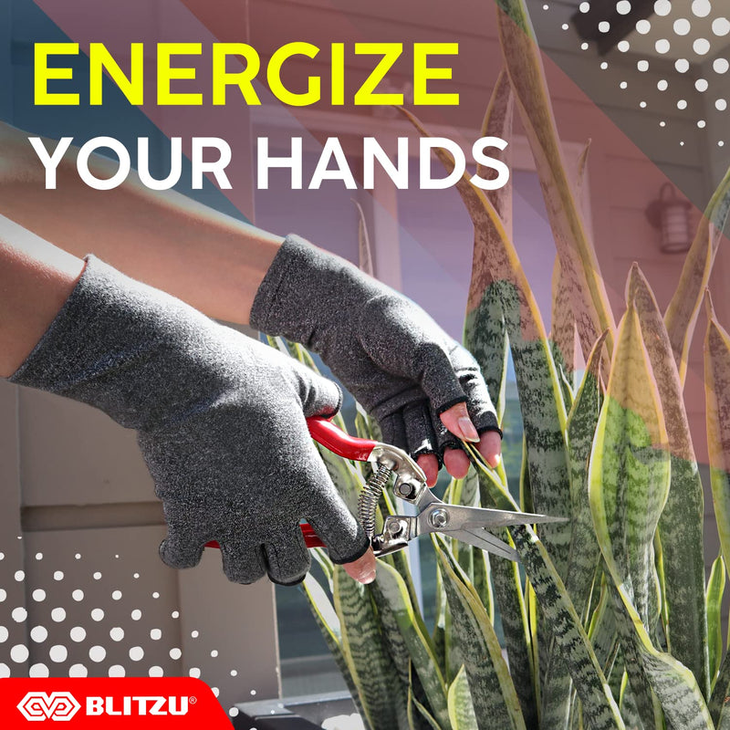 [Australia] - BLITZU Massage Gloves For Hands Copper Hands Arthritis Gloves Women Carpel Tunnel Relief Half Finger Gloves Fingerless Gloves For Women Compression Gloves For Arthritis For Women PINK M Medium 