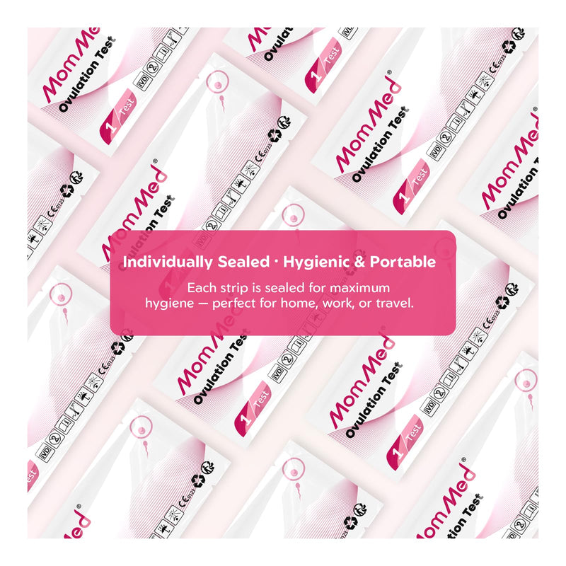 MomMed Ovulation Test Strips (LH60) with 60 Collection Cups, Reliable LH Surge Predictor OPK Kit, Accurately Track Ovulation Test, High Sensitivity Result for Women Home Testing 60 Count (Pack of 1) Pink