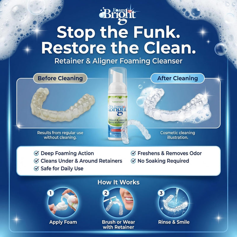 Retainer Foam Cleaner & Teeth Whitening Formula. The Ultimate Cleaning Toothpaste for Aligner Retainers. Great for All Kinds of Clear Retainers, Braces & Aligners. Safe for Dentures. (2 Pack)