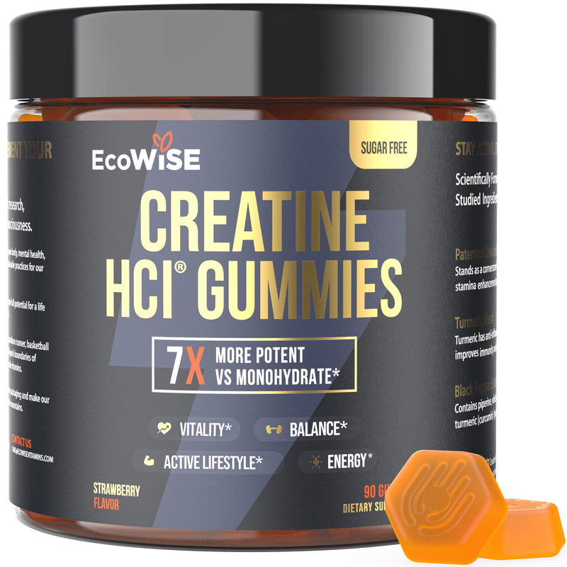 [Australia] - Creatine HCL Gummies 750mg, Chewable Gummies for Men & Women, Sugar-Free, Vegan, HCL Creatine for Active Lifestyle, Strawberry Flavor, 90 Count 90 Count (Pack of 1) 
