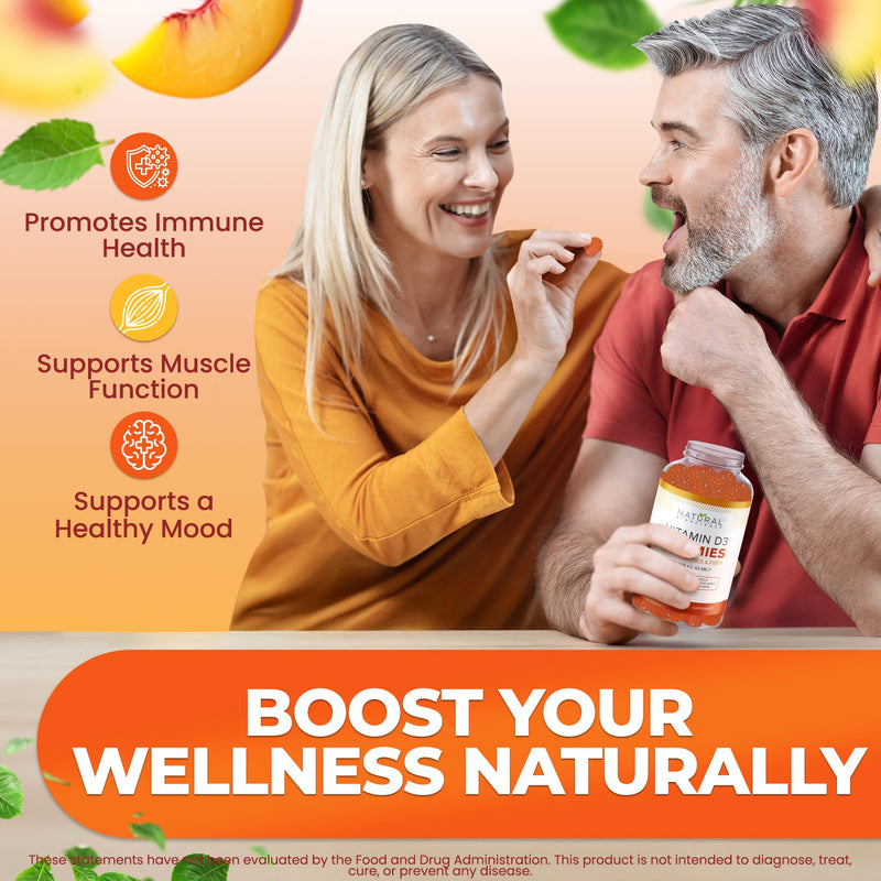 Vitamin D3 10000 IU & Vitamin K2 Gummies - Extra Strength, Sugar-Free, High Absorption - Bone, Joint, Immune, Heart, Brain & Mood Support - Non-GMO, Gluten-Free, Fiber-Based with Prebiotics, 30 Count 30 Count (Pack of 1)