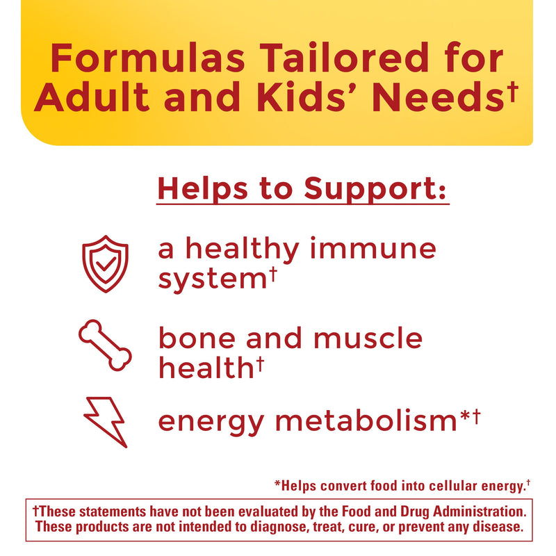 Nature Made Adult & Kids Multivitamin Gummies Combo Pack, Multis with Vitamin C, Vitamin D3, B Vitamins, Zinc, Omega 3 Fish Oil & More, Two Multivitamin Bottles for Whole Family