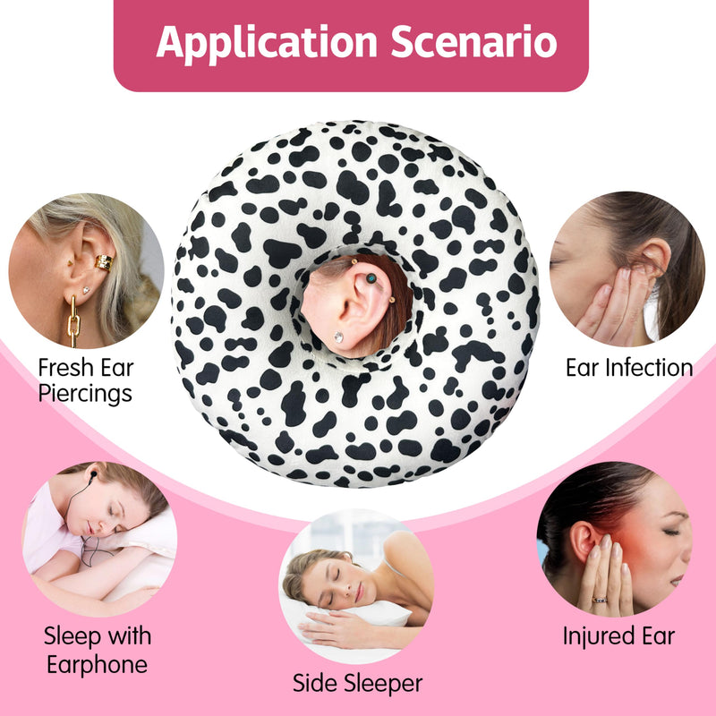 [Australia] - Ear Piercing Pillow for Side Sleepers Pillows with Holes for Ear Pain,Donut Pillow for Ear Side Sleeping Pillow for Adults CNH Ear Pain Relief Pressure Sores Ear Pillow with Hole in Center Cow One Size 