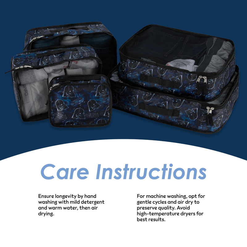 Star Wars Packing Cubes Set - Darth Vader, Storm Trooper, Yoda, Chewbacca - 5 Piece Travel Luggage Organizer for Kids Teens Adults - Disney Suitcase Essential