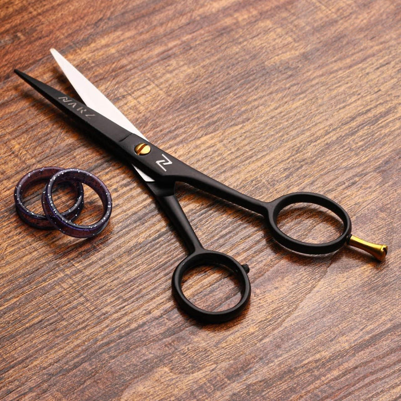 [Australia] - NARZ Professional Hair Scissors Stainless Steel Premium Hairdressing Scissors Safe Design Practical Versatile Hair Cutting Scissors Black 