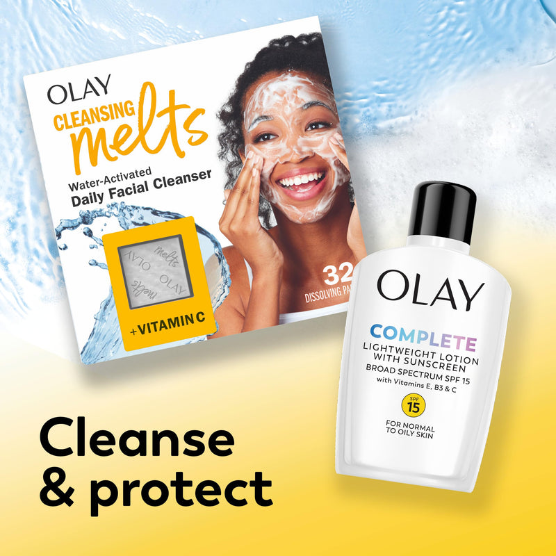 Olay Face Moisturizer, Complete with Sunscreen SPF 15, Daily Facial Lotion for Normal Skin, Lightweight Hydrating Broad Spectrum Sun Protection - Vitamin C, E, and Niacinamide - 6 Oz 2 Pack 6 Fl Oz (Pack of 2)