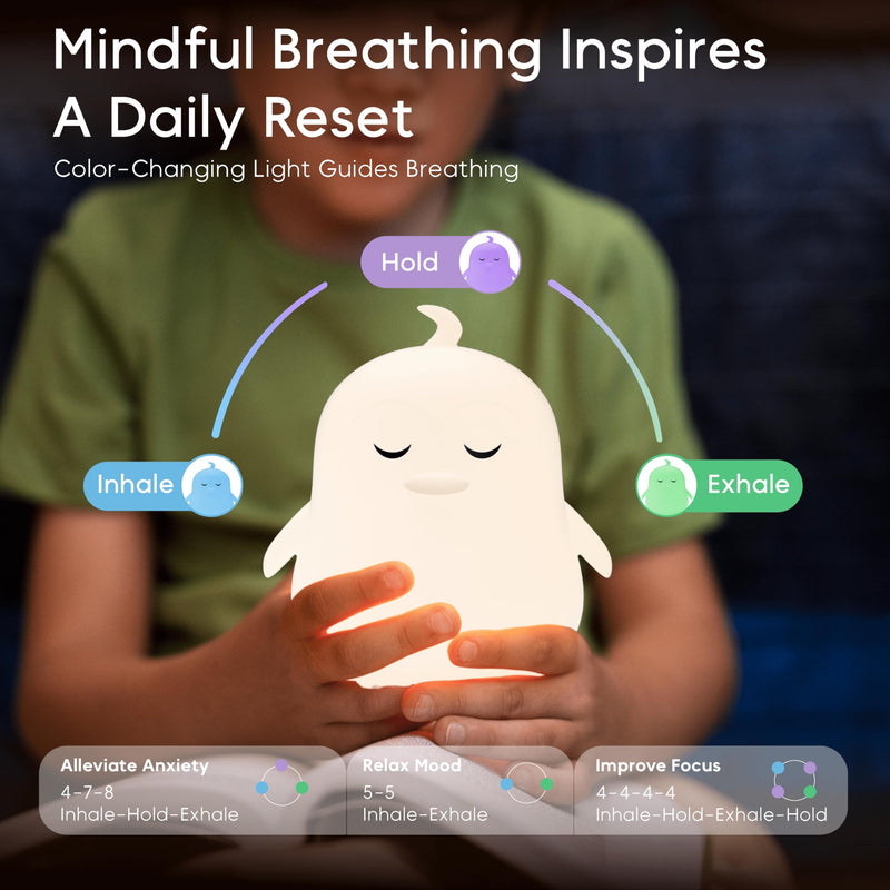 [Australia] - Mindfulness Breathing Light, Guided Visual Meditation Breathing Light, Breathing Pal 'Penny', 3 Breathing Modes with Night Light, Science-Based for Anxiety Relief/ADHD/Meditation/Sleep Aid Penny (Penguin) Standard 