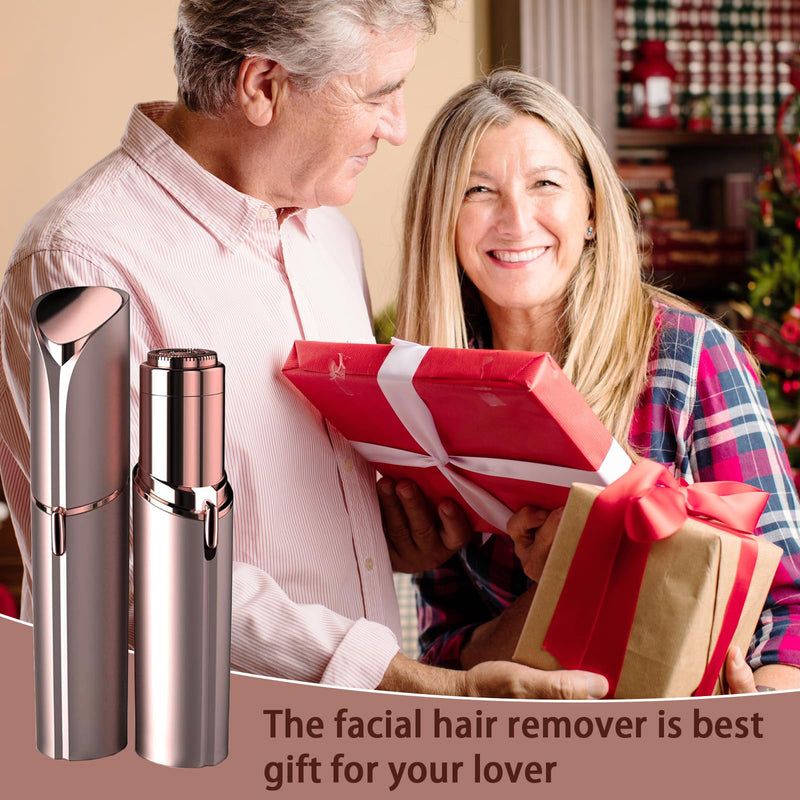 [Australia] - Women's Painless Hair Remover for Women, Battery Powered Facial Hair Shaver for Lips, Chin, Neck, and Cheek with 2 Replacement Heads and 1 Battery 2 Heads+Gold(Battery) 4 