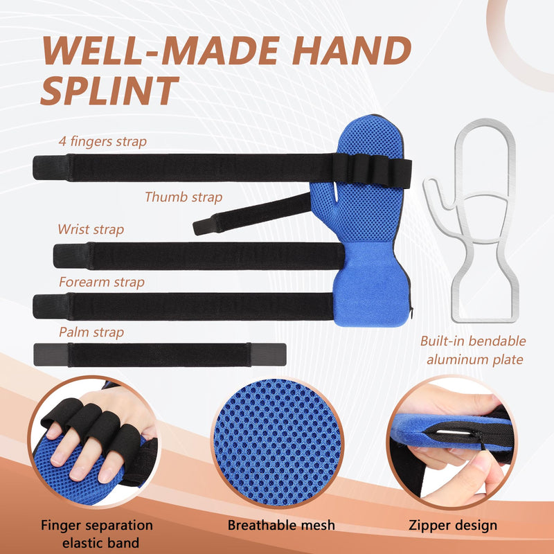 [Australia] - Resting Hand Splint, Night Sleeping Carpal Tunnel Wrist & Finger Splint, Stroke Hand Brace with Finger Support for Finger Contractures, Tendonitis, Arthritis, Fits Left and Right Hands, L Version 3 updated MESH Mesh-L 
