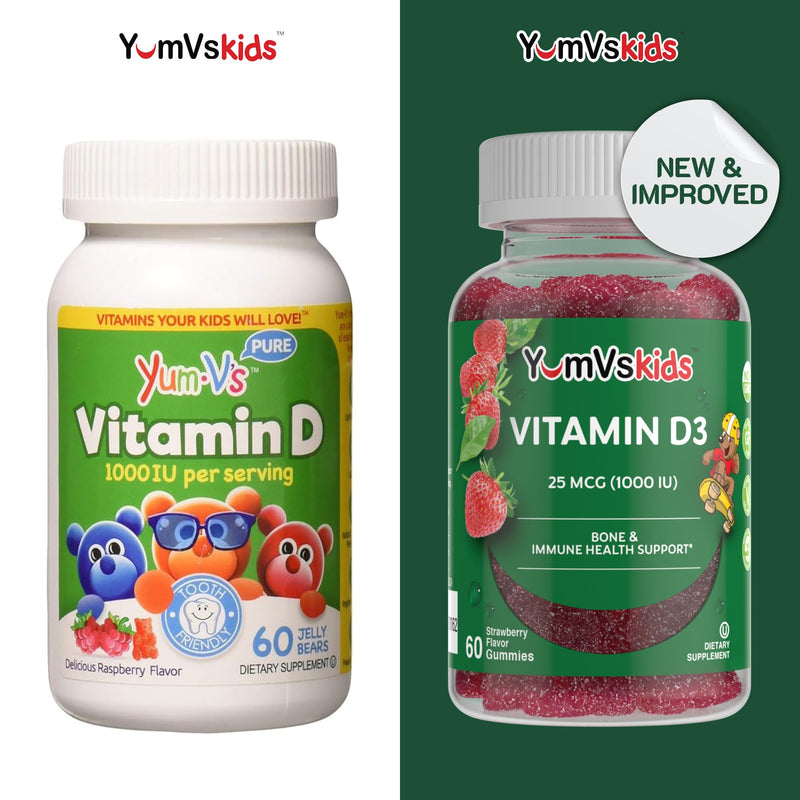 YUM-V's Chewable Vitamin D Gummies for Kids - Vitamin D 1000 IU - Vitamin D3 Gummies - Kids Vit D3 Dietary Supplements - Children's Vitamin D3 1000IU - Bone Health & Immune Support (60 Count)